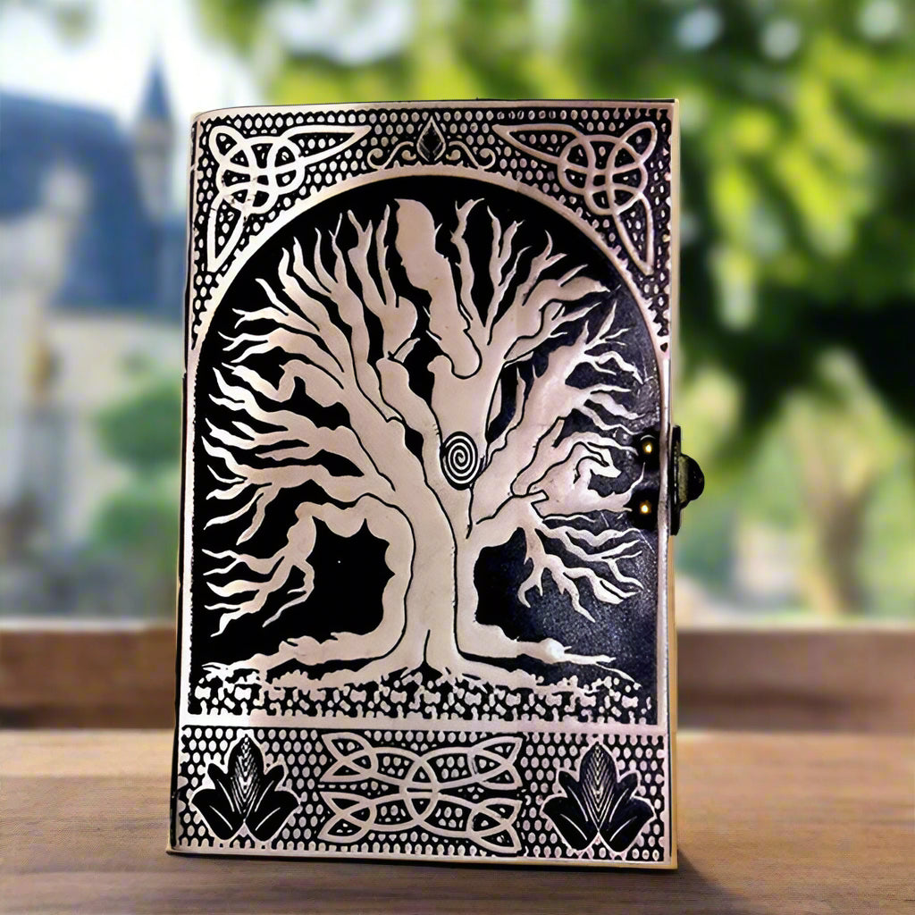 White & Black Tree Of Life Leather Journal