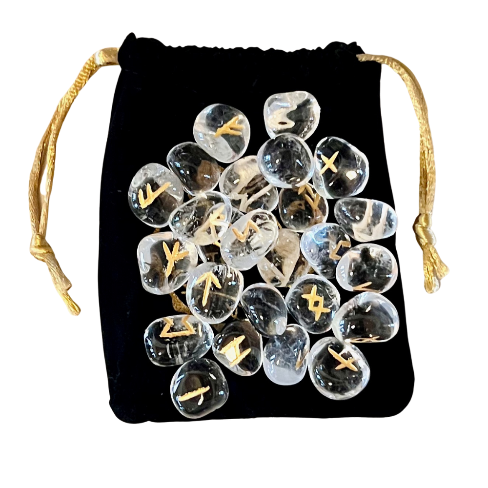 Clear Quartz Runes with Pouch