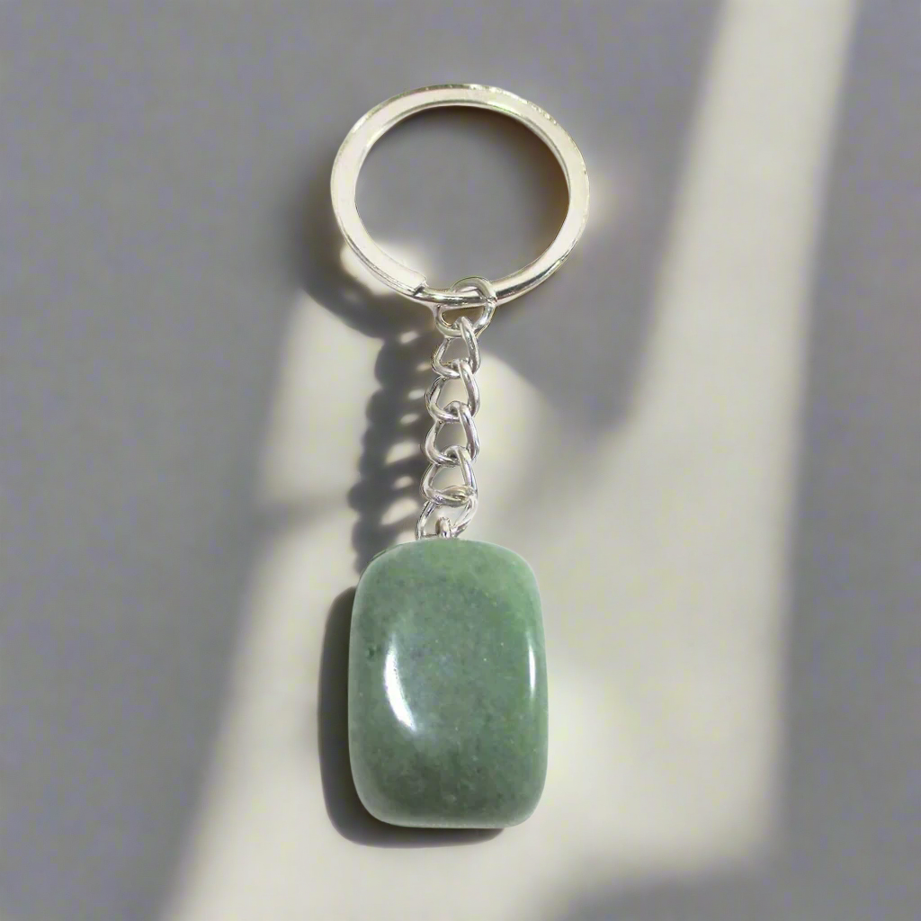 Green Aventurine Tumbled Stone Keyring