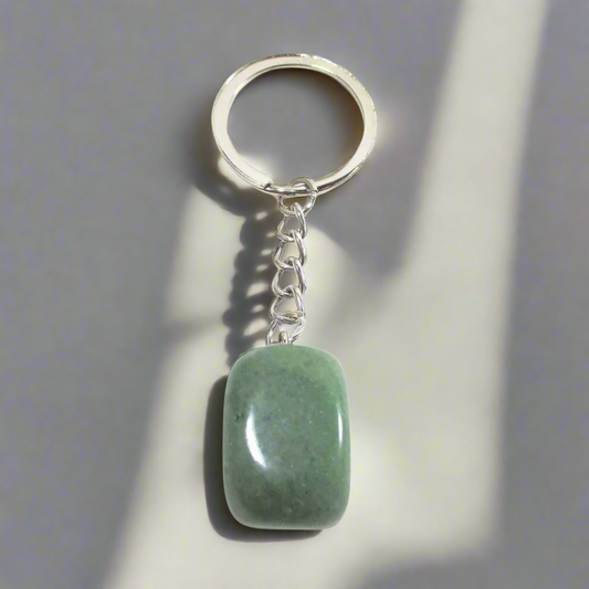 Green Aventurine Tumbled Stone Keyring