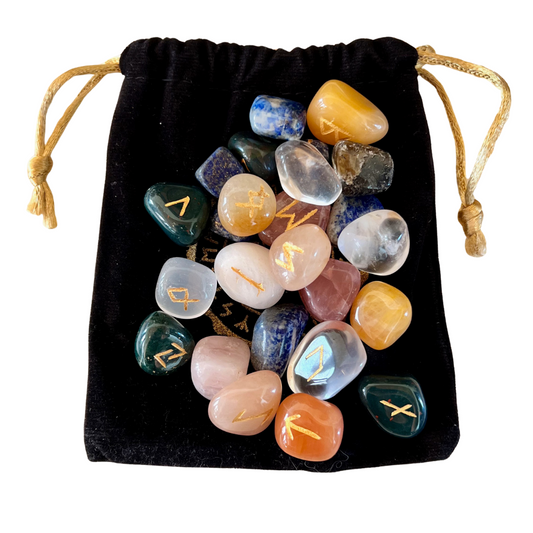 Multicoloured Crystal Runes with Pouch