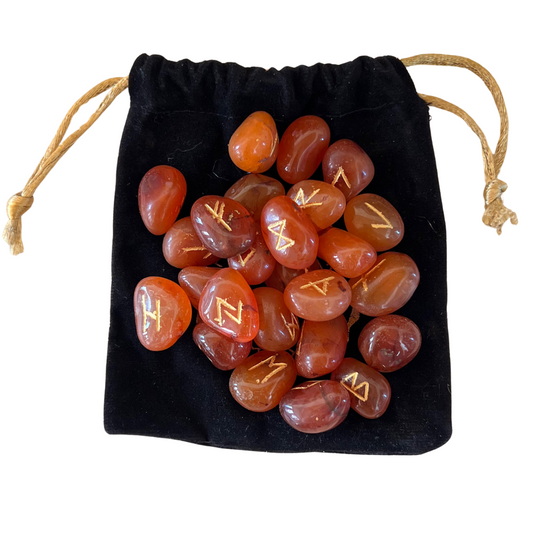 Orange Carnelian Runes with Pouch