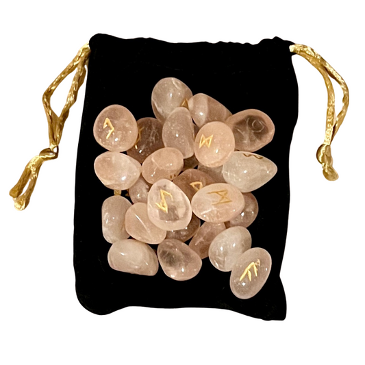 Rose Quartz Runes with Pouch